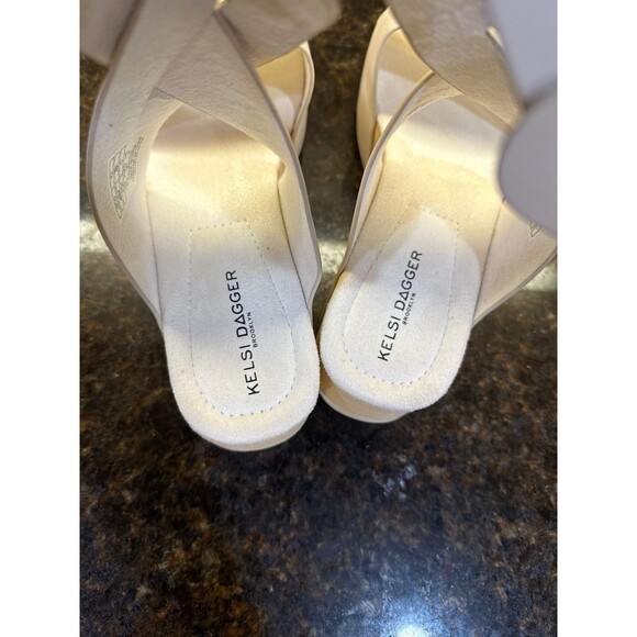 Kelsi Dagger Dunes Leather Platform Sandal Salt Gold Hardware Size 8 1/2 NEW - Picture 8 of 10